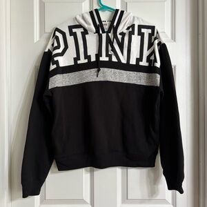 PINK by Victoria's Secret Black and White Color Block Hoodie Medium